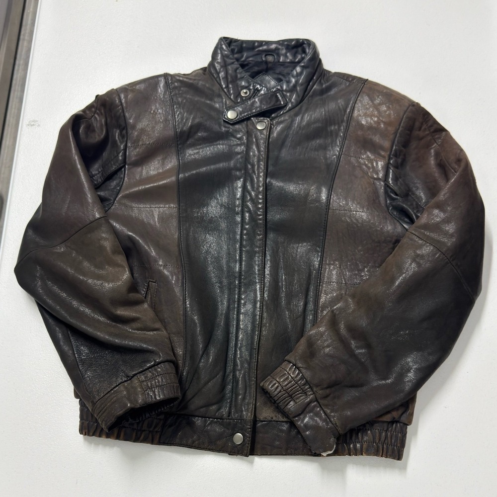 Vintage Leather Bomber Jacket Mens small Brown Fair Distressed Vintage 90s
